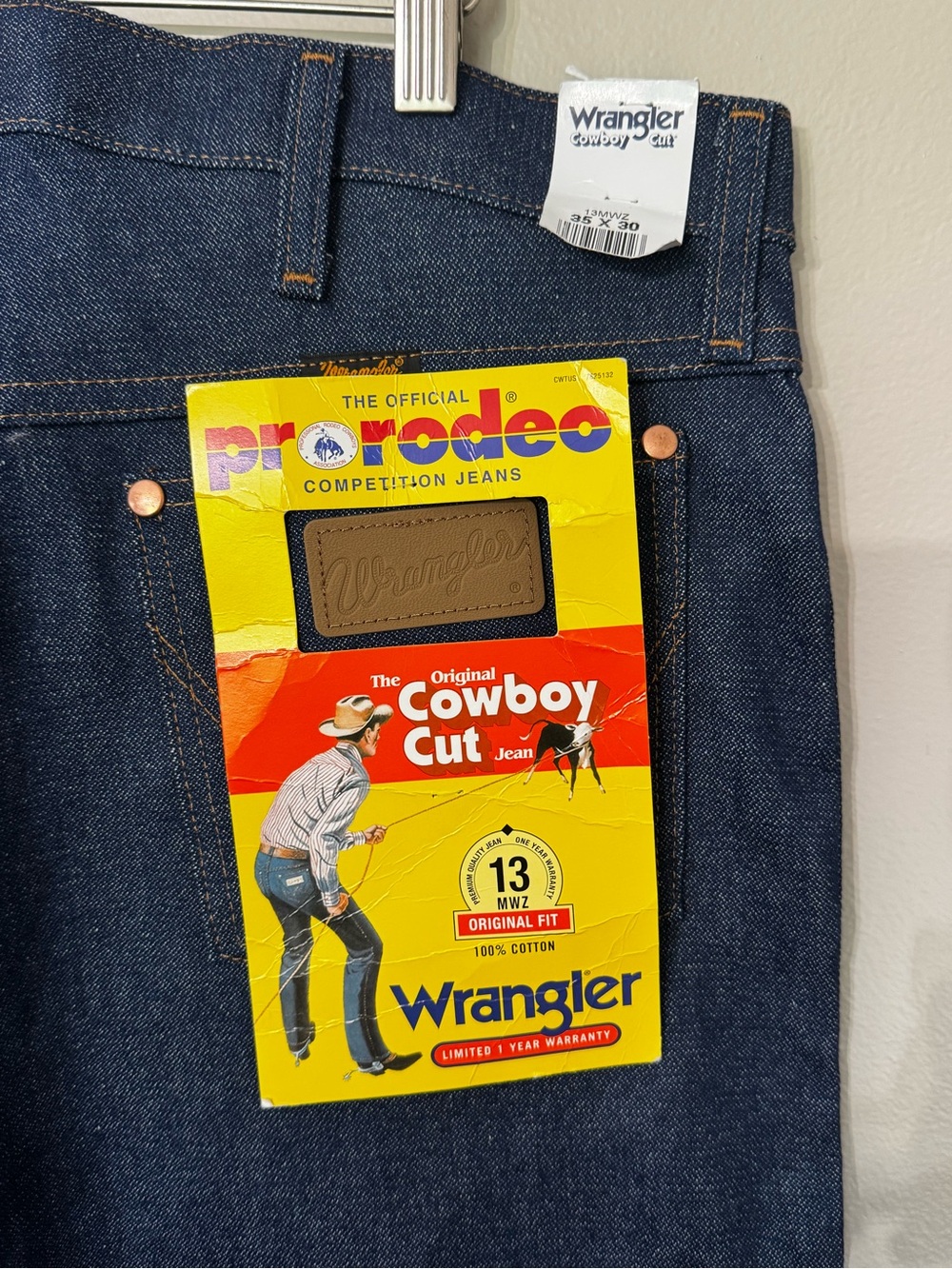 Men's Rigid Wrangler Cowboy Cut 13MWZ Original Fit Jeans Rigid Indigo 35x30 NEW